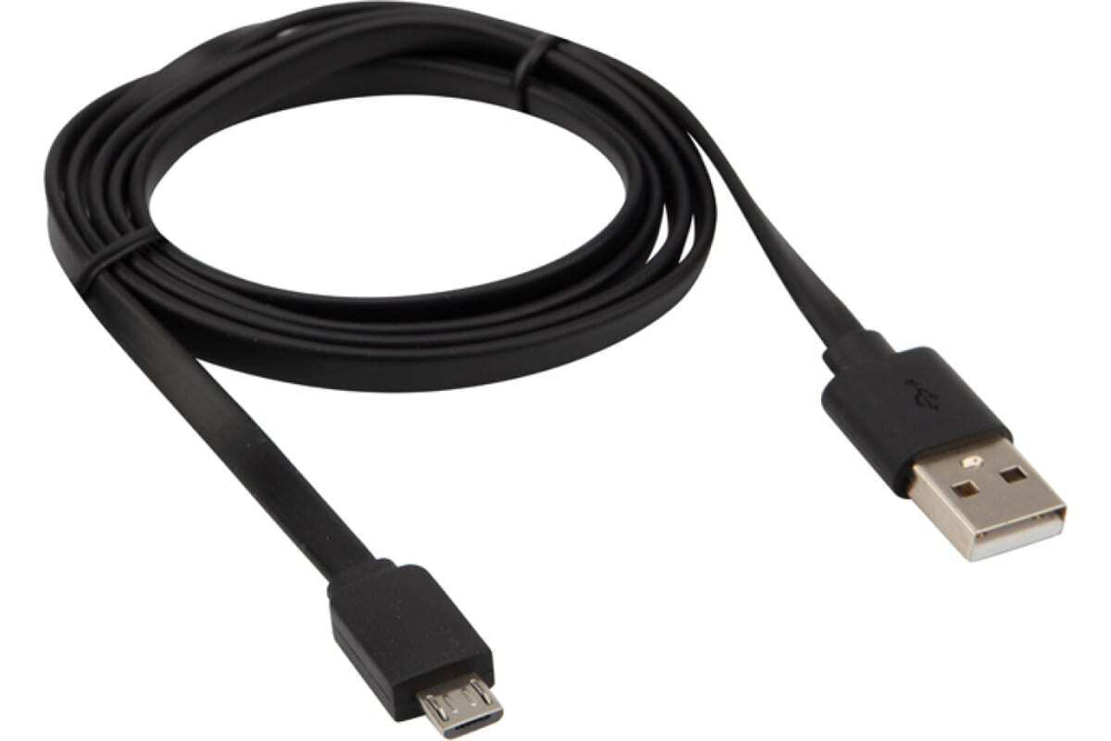 Универсальный кабель REXANT USB microUSB шнур плоский 1М черный 18-4270