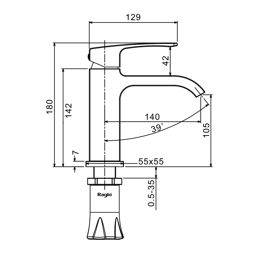 Смеситель для раковины Raglo R02.10.03, золотой сатин