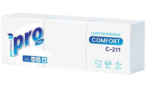 Салфетки PROtissue, 1-слойные, белые, 500 листов
