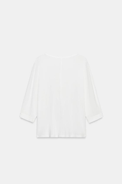 ZARA ХЛОПКОВАЯ ФУТБОЛКА С КРУГЛЫМ ВЫРЕЗОМ, БЕЛЫЙ