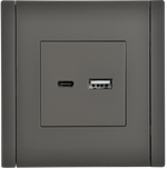 FORTE&PIANO Розетка USB A+C 18Вт FP351 серый IEK