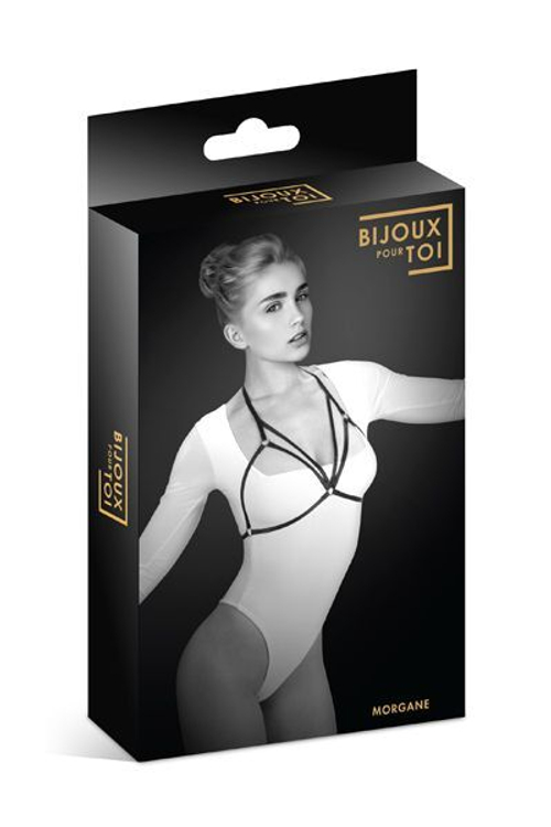 Черная упряжь на грудь Morgane