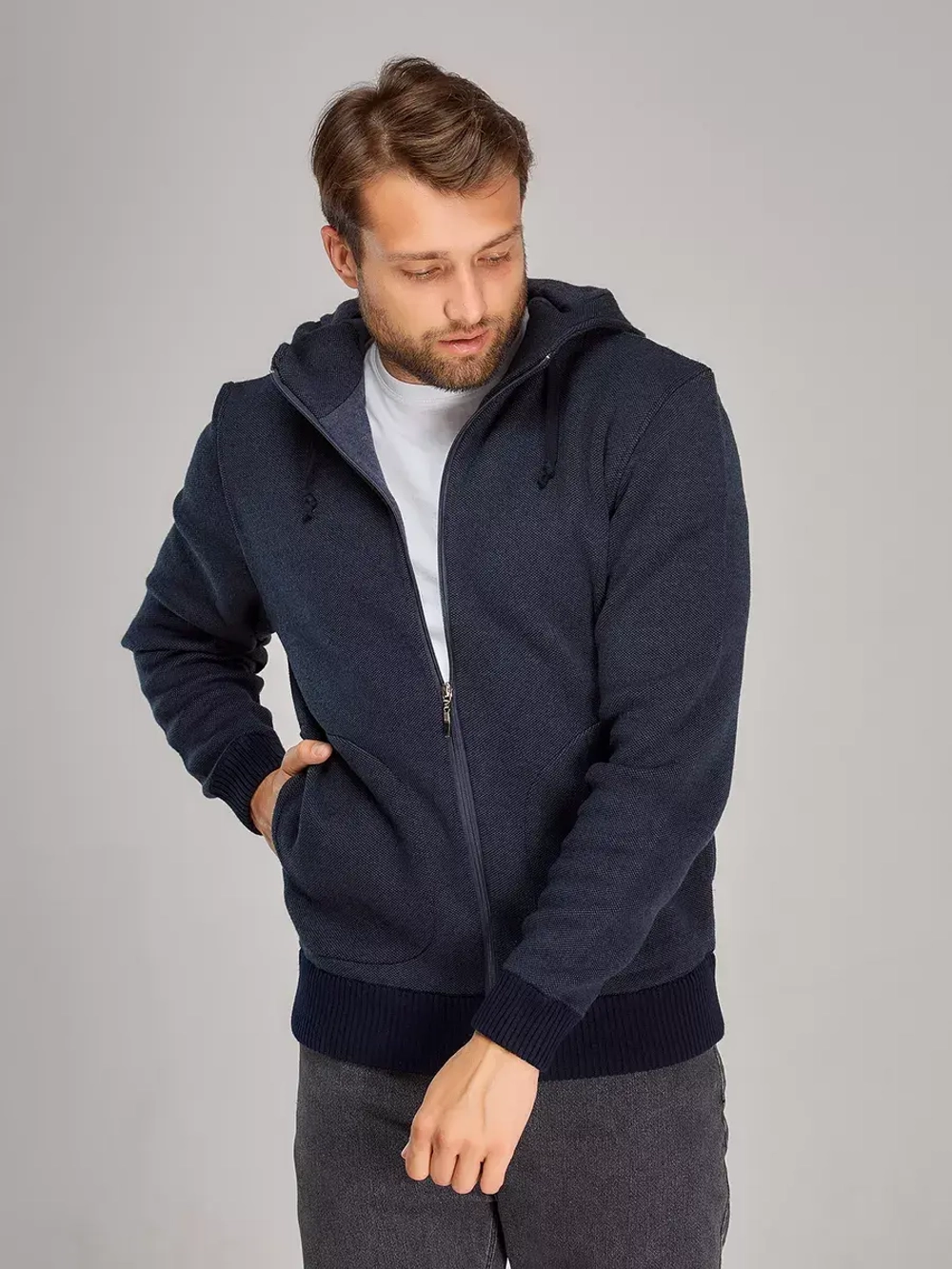 Кардиган с капюшоном на молнии