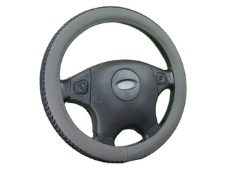 Оплетка на руль круглая CarFashion -М- «BRAID» 31555 - Экокожа - черный/серый