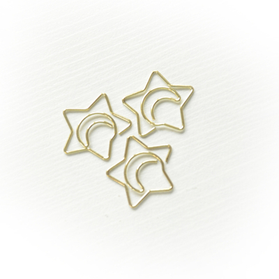Скрепка фигурная "Звезда, месяц", 2,5 см, золото