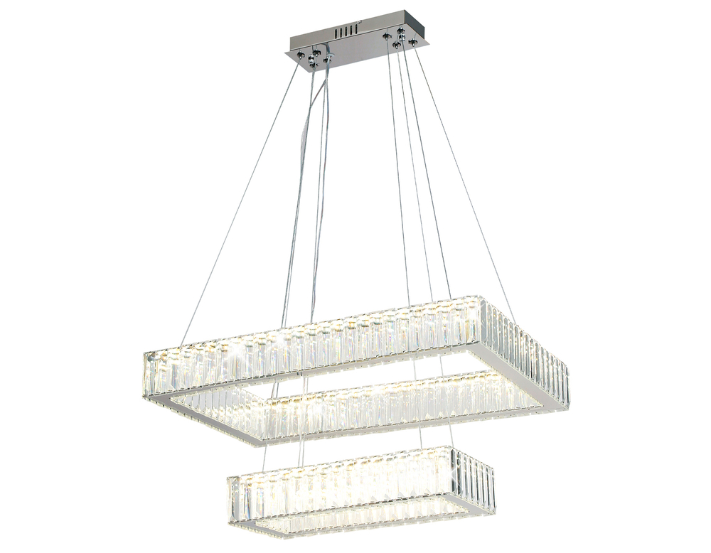 Подвесная светодиодная люстра с хрусталем TR5005/2 CH/CL хром/прозрачный 90W 3000K/4200K/6400K 600*400*950 (Без ПДУ)