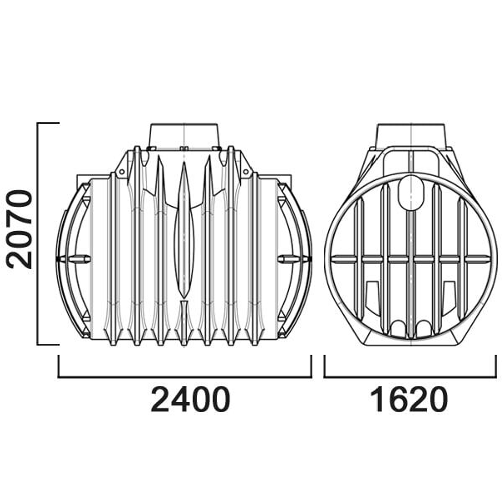 Емкость для септика однокамерная Анион 3700 л. вертикальная (2400x1620x2070см;черный) - арт.559474