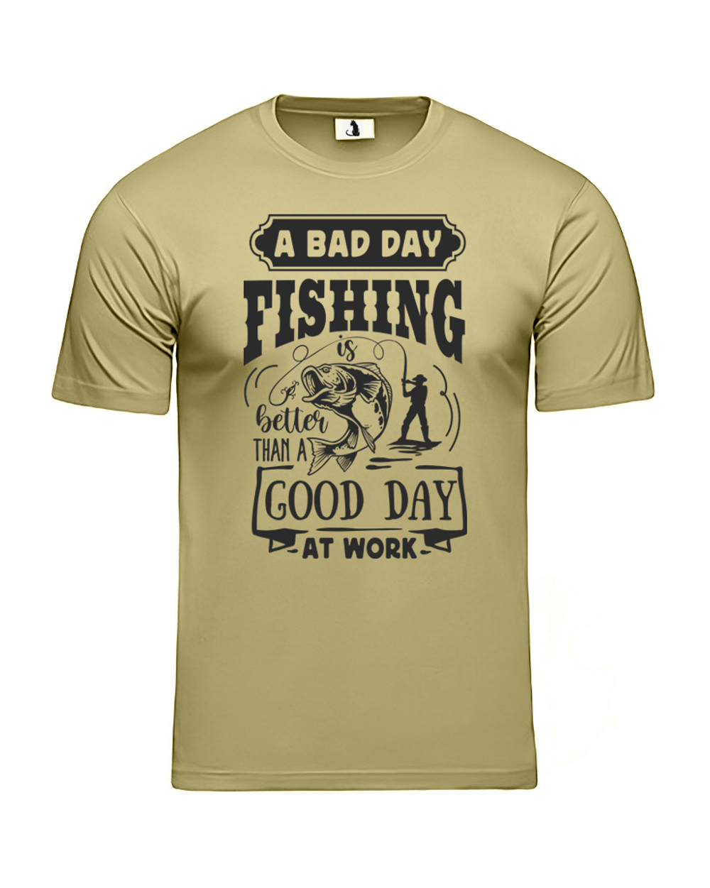 Футболка A bad day fishing прямая оливковая с черным рисунком