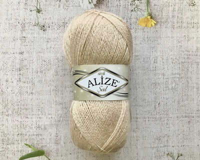 Пряжа ALIZE "Simli Sal". 67 молочно-бежевый