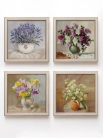 Картины на стену интерьерная на холсте 4 шт, 23*23 см