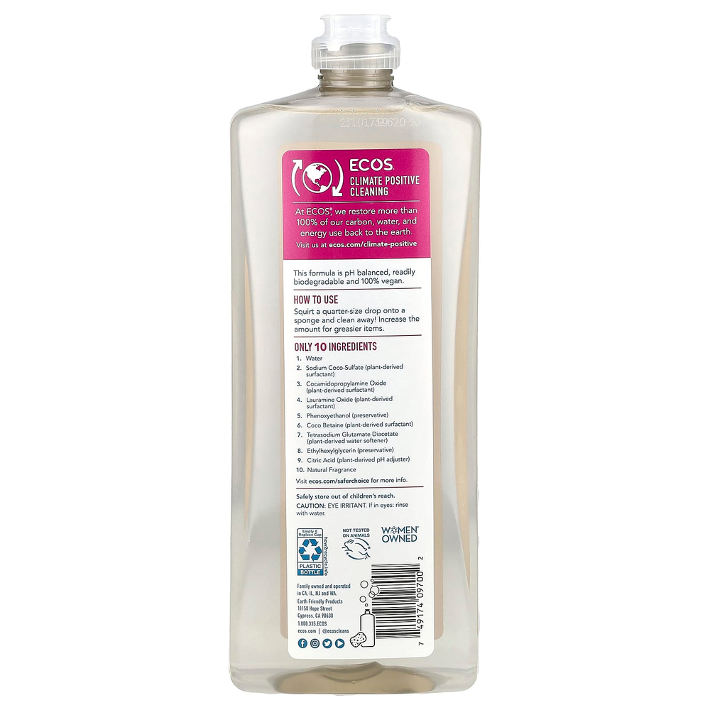 Earth Friendly Products, Ecos®, средство для мытья посуды на растительной основе, миндаль, 739 мл (25 жидк. унций)