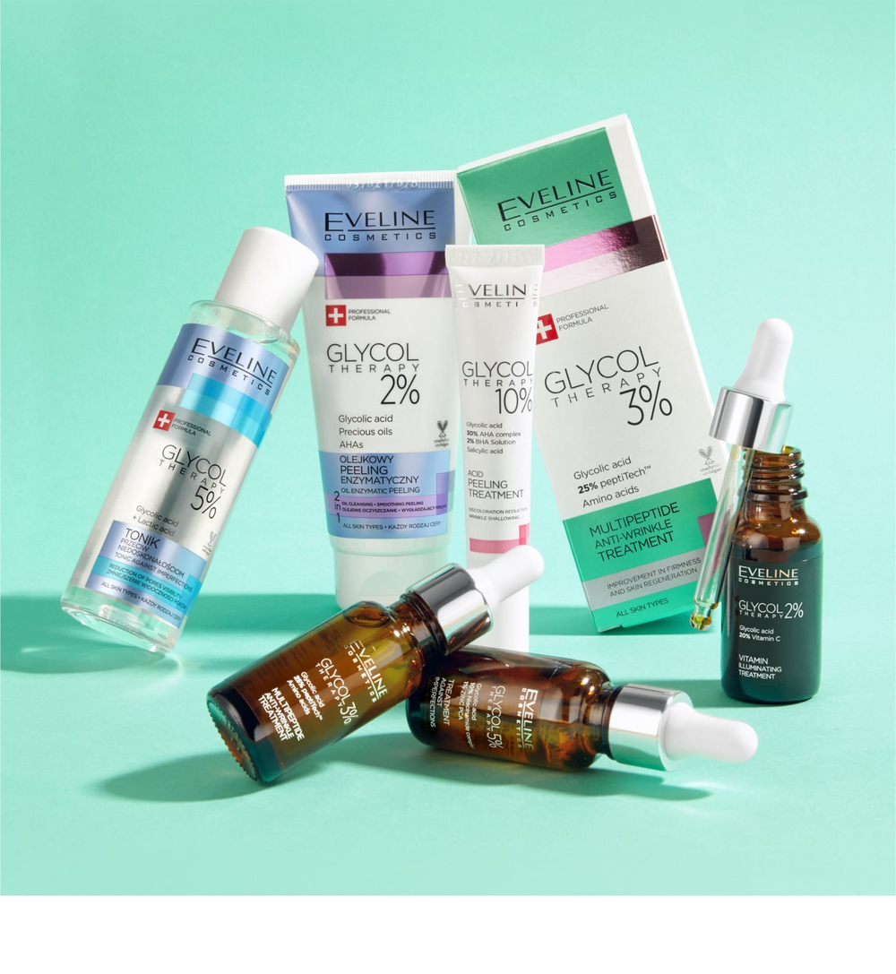 Eveline Cosmetics Glycol Therapy - сыворотка для лица, уменьшающая признаки старения с пептидами /   18  ml  / GTIN 5901761999556