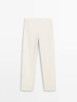 Massimo Dutti Прямые струящиеся брюки, кремовый