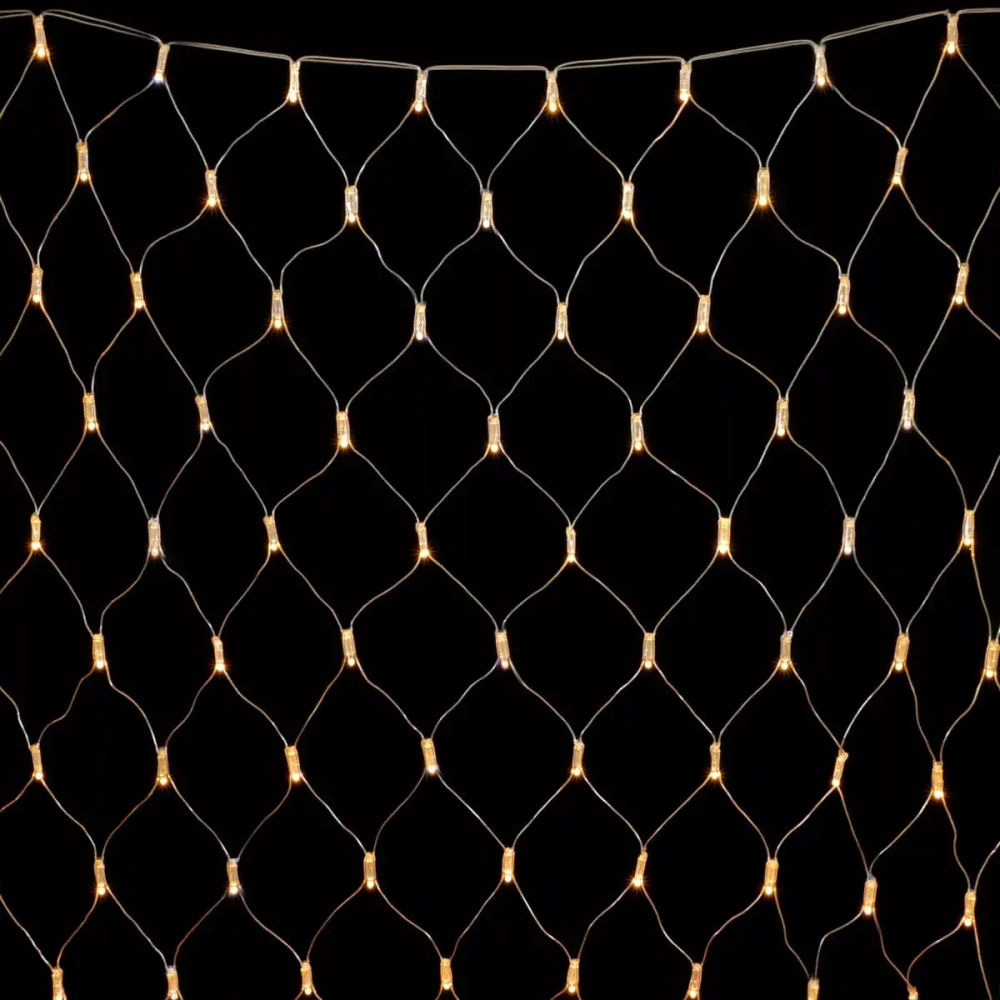 Светодиодная сетка с колпачком 2*2 м., 220В, 256 теплых белых LED, провод прозрачный ПВХ, IP65, LTC (NTL256CAP-10-2WW)