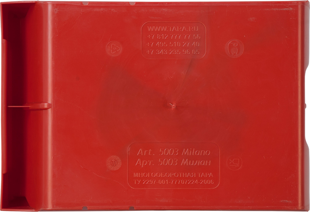 Ящик сплошной 350×230×150 мм, объем 12.08 л., арт.: 5003, красный, код: 10038