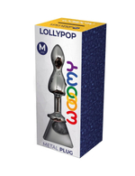 Серебристая анальная втулка Wooomy Lollypop M с прозрачным кристаллом - 9,4 см. (Цвет: серебристый)