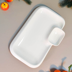 Блюдо сервировочное с соусницей 25*17см "Issi", фарфор