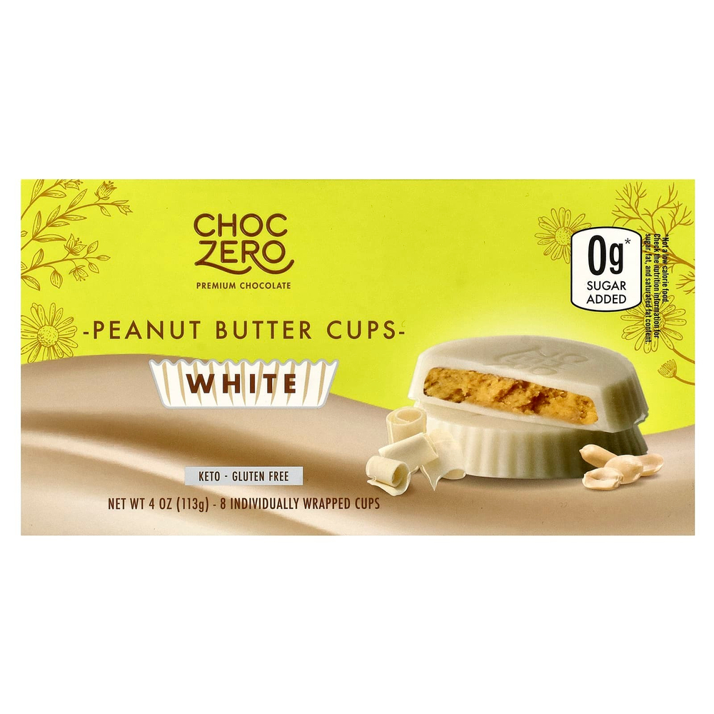 ChocZero, Белый шоколад с арахисовой пастой, 8 чашек, 113 г (4 унции)