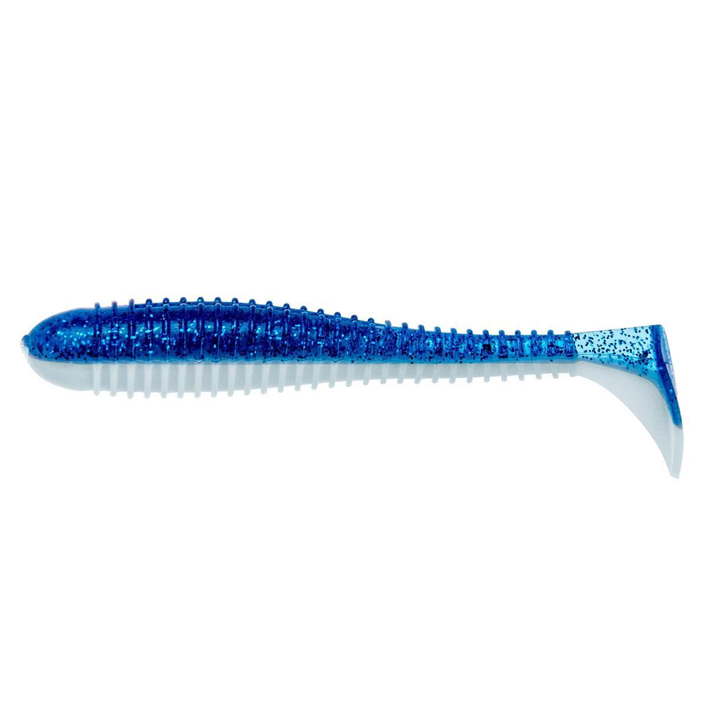 Виброхвост несъедоб. Catcher 3,55"/9 см Blue Sparkles & White 100шт. (HS-2-026-N) Helios