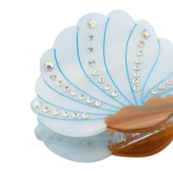 Заколка-краб ракушка, голубые цирконы