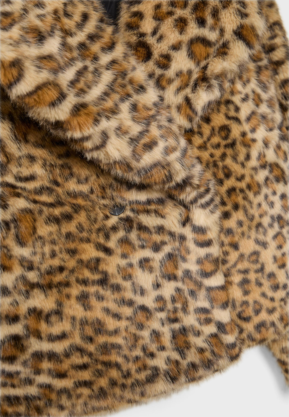 STRADIVARIUS Шуба из искусственного меха с анималистическим принтом, бежевый