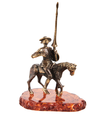 AM-2119 Фигурка «Дон Кихот на коне» (латунь, янтарь)
