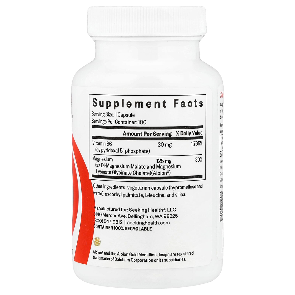 Seeking Health, магний плюс, с витамином B6, 100 капсул