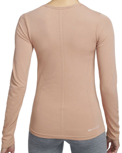 Женская теннисная футболка (dł. Рукава) Nike Dri-Fit Aura Slim Fit Long Sleeve Training Top W - rose whisper/reflective