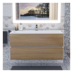 Тумба с раковиной Uperwood Barsa 100 см, раковина белая, подвесная тумба белая/дуб сонома