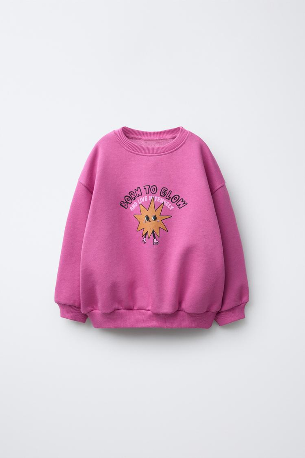 ZARA ТОЛСТОВКА С ПРИНТОМ, ТЕМНО-РОЗОВЫЙ