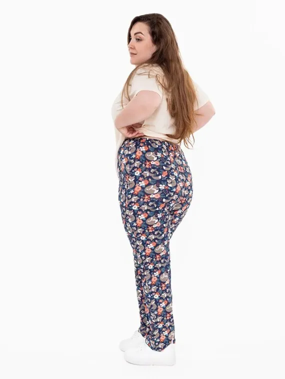 Брюки женские с принтом, цвет синий, размер 46