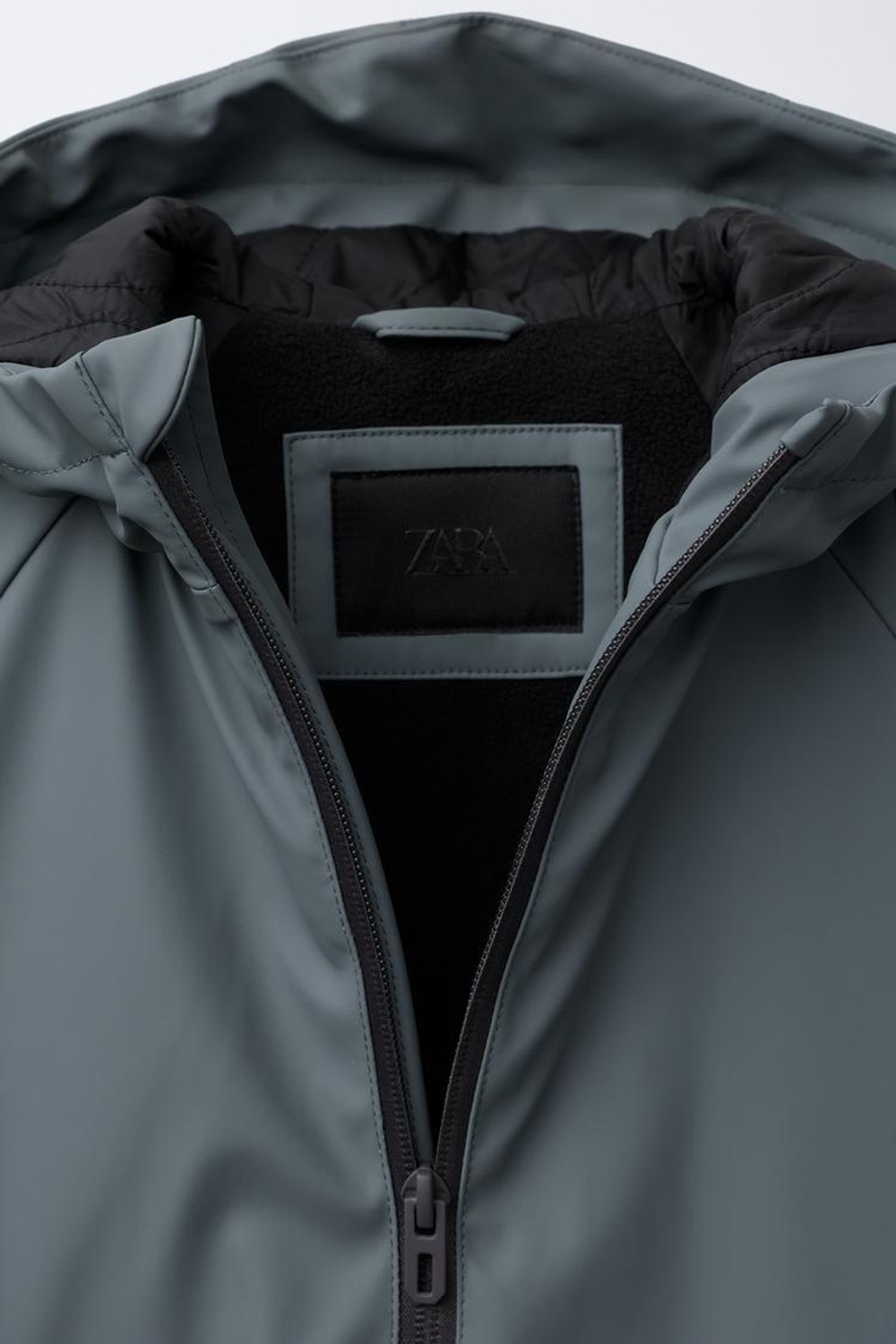 ZARA ПРОРЕЗИНЕННЫЙ ДОЖДЕВИК WATER RESISTANT, СЕРО-СИНИЙ