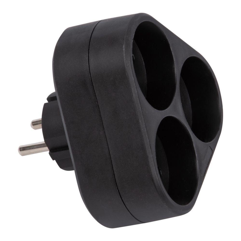 S-ES3-16F BLACK Разветвитель сетевой. б-з. 3 гнезда. 16А. 3500Вт. Черный. ТМ Uniel
