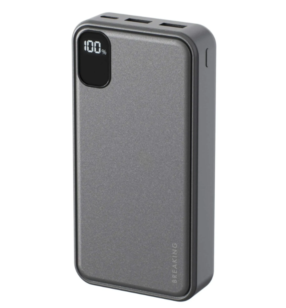 Внешний аккумулятор Breaking P217, 2USB-A + USB-C, 20 000 mAh, 3.0A, 22.5W, PD, LED (Графит)