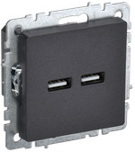 BRITE Розетка USB A+A 5В 3,1А РЮ10-1-БрЧ черный IEK