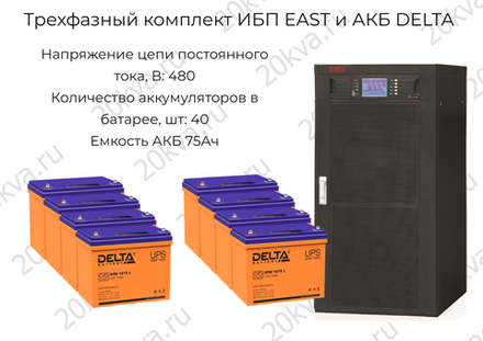 Трехфазный комплект ИБП EAST и АКБ DELTA | 120 кВА на 8 мин