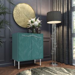 Комод Арт Колор leaves Стайл Сильвер с 2 полками Пастельный-синий