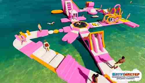 Надувной аквапарк «Морская звезда» с горками 22×20×4 м