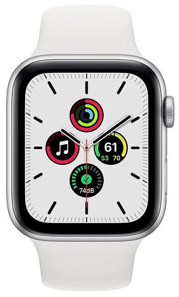 Часы Apple Watch SE GPS 44mm Aluminum Case with Sport Band Серебристый/белый (MYDQ2)