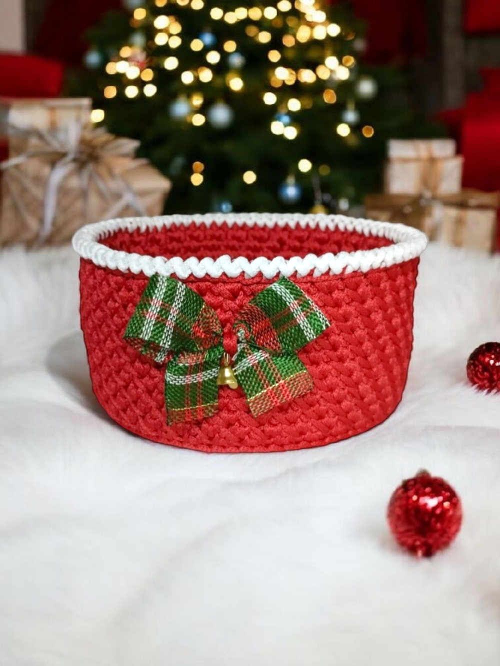 Рождественская корзинка для подарков, красная