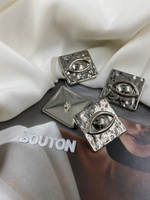 Пуговицы Скиапар. квадратные серебристые "Глаз"