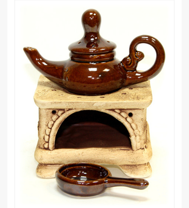 Аромалампа Чайник большой керамика цвет коричневый 17 см