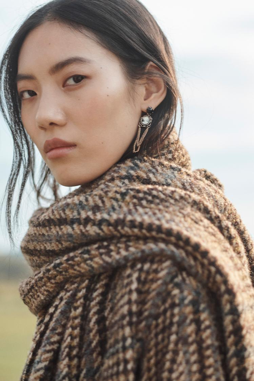 ZARA ПАЛЬТО ИЗ СМЕСОВОЙ ШЕРСТИ, КОРИЧНЕВЫЙ