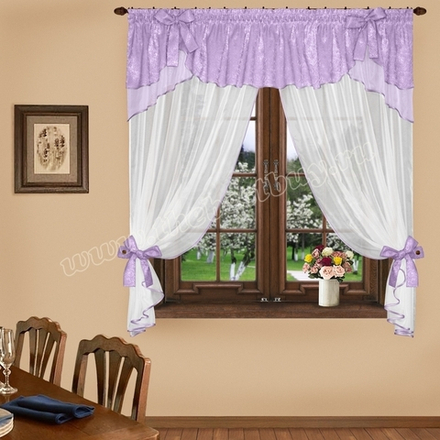 Готовые шторы для кухни:  Анет  (арт. А30-255-5)  -  300х160 см. - сирень