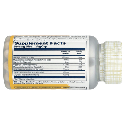 Solaray, сублимированные капсулы для щитовидной железы, 60 капсул