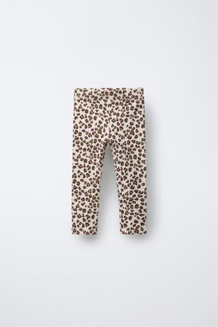 ZARA ЛЕГИНСЫ ИЗ ТКАНИ В РУБЧИК С ПРИНТОМ, РЫЖЕВАТО-КОРИЧНЕВЫЙ