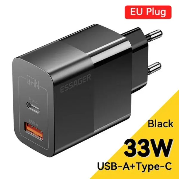 Адаптер питания Essager 33Вт (Type-C + USB-A) Черный