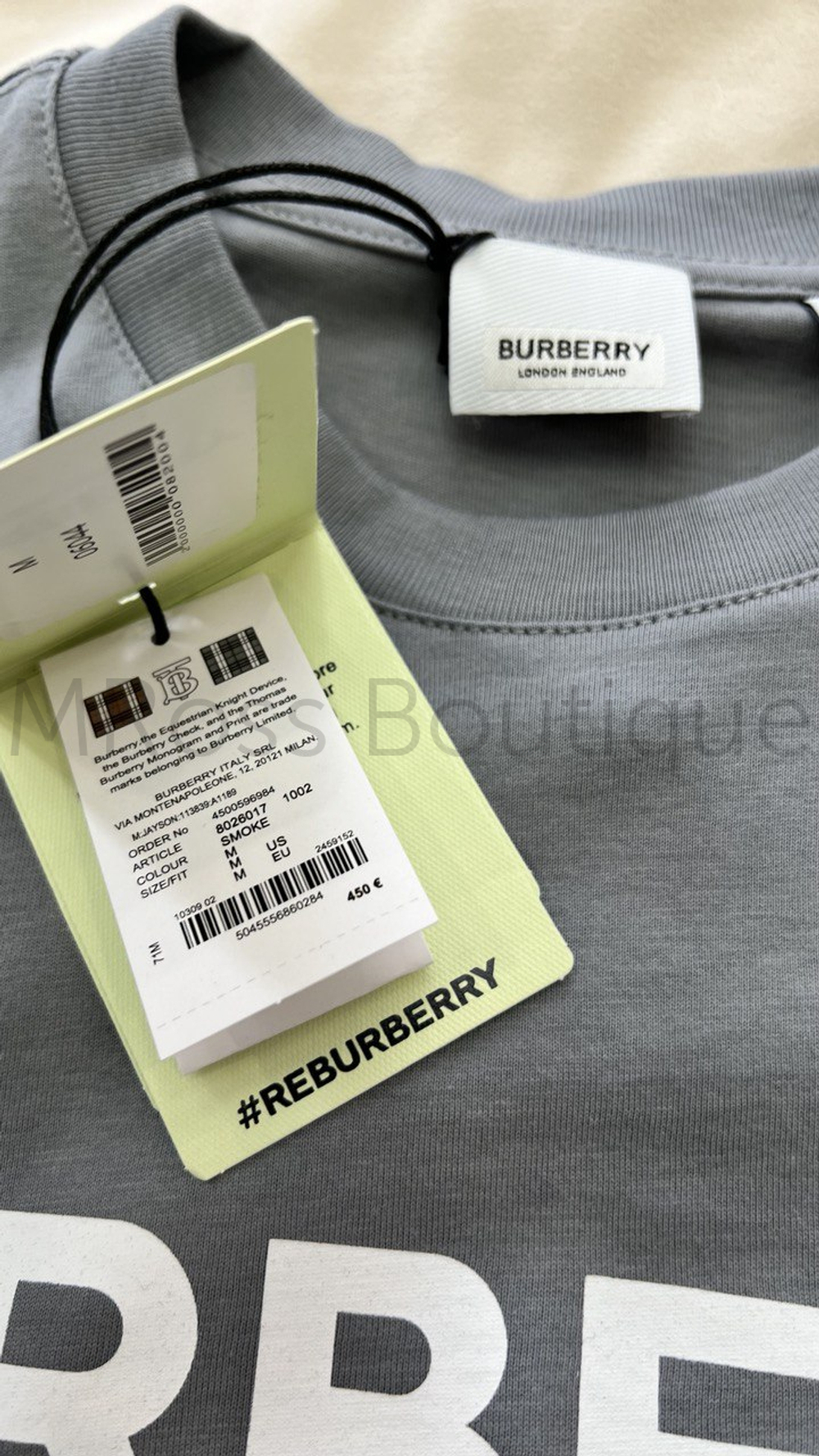 Серая футболка Burberry премиум класса