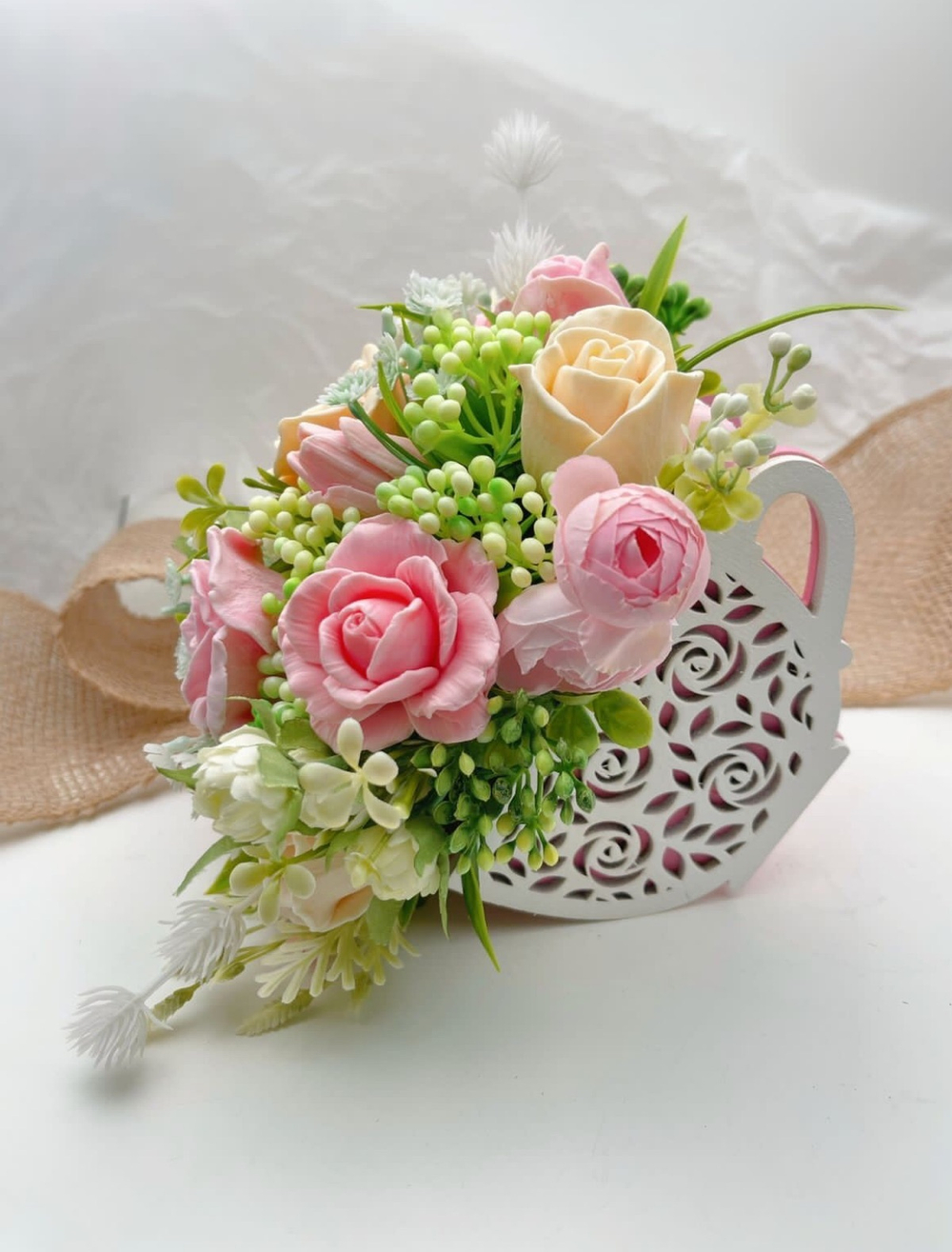 Букет из мыла ручной работы «Шебби Роуз» фото