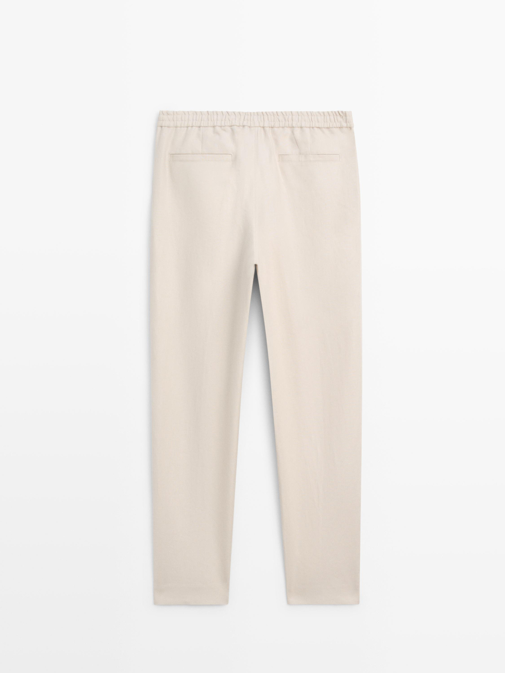 Massimo Dutti Льняные брюки с декоративной отделкой на талии, бежевый